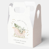 Cute Blush Pink Gold Winter Sleigh Baby shower Bedankdoosjes (Geopend)