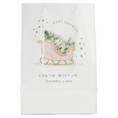 Cute Blush Pink Gold Winter Sleigh Baby shower Medium Cadeauzakje (Achterkant)