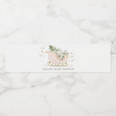 Cute Blush Pink Gold Winter Sleigh Baby shower Waterfles Etiket (Enkel label)