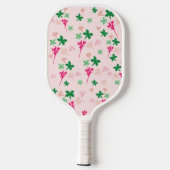 Cute Blush Pink Green Botanical Boho Floral Pickleball Paddle (Achterkant)