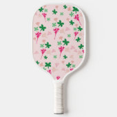 Cute Blush Pink Green Botanical Boho Floral Pickleball Paddle (Voorkant)