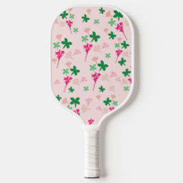 Cute Blush Pink Green Botanical Boho Floral Pickleball Paddle