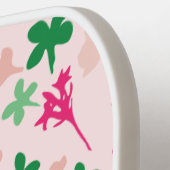 Cute Blush Pink Green Botanical Boho Floral Pickleball Paddle (Links Detail)