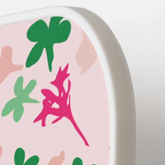 Cute Blush Pink Green Botanical Boho Floral Pickleball Paddle (Links Detail)