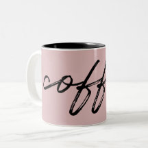 Cute Blush Pink "kop koffie" minimalistisch script