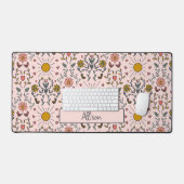 Cute Blush Pink Monogram Name Bureaumat (Keyboard & Muis)