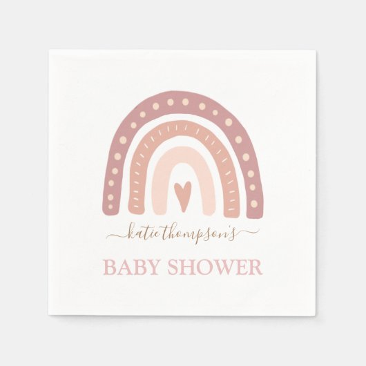 Cute Blush Pink Rainbow Girl Baby shower Servet (Voorkant)