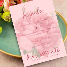 Cute Blush Pink Rose Floral Onze huwelijksgegevens Informatiekaartje