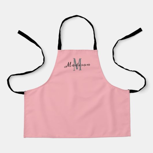 Cute Blush Pink Script Monogram Gepersonaliseerd K Schort (Voorkant)