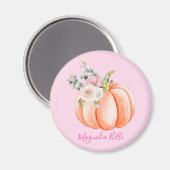 Cute Blush Pink Spring Floral Little Pumpkin Name Magneet (Voorkant / Achterkant)