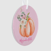 Cute Blush Pink Spring Floral Little Pumpkin Name Ornament (voorkant)