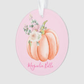 Cute Blush Pink Spring Floral Little Pumpkin Name Ornament (voorkant)