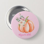 Cute Blush Pink Spring Floral Little Pumpkin Name Ronde Button 7,6 Cm (Voorkant /achterkant)