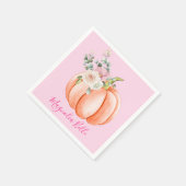 Cute Blush Pink Spring Floral Little Pumpkin Name Servet (Hoek)