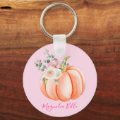 Cute Blush Pink Spring Floral Little Pumpkin Name Sleutelhanger (Voorkant)