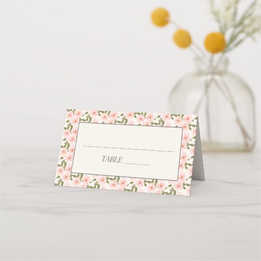 Cute Blush Pink Springtime Floral Plaatskaartje (Voorkant)