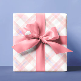 Cute Blush Pink Tartan Gepersonaliseerd Cadeaupapier