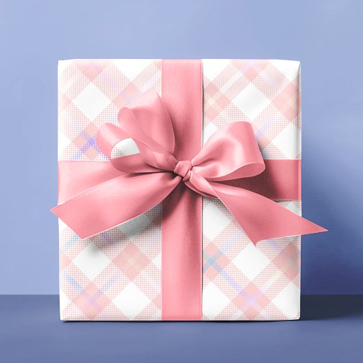 Cute Blush Pink Tartan Gepersonaliseerd Cadeaupapier