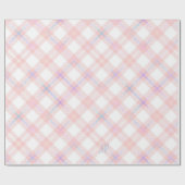 Cute Blush Pink Tartan Gepersonaliseerd Cadeaupapier (Vlak)