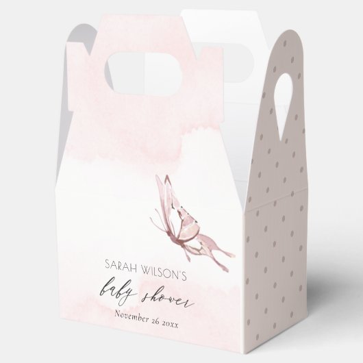 Cute Blush Pink Waterverf Butterfly Baby shower Bedankdoosjes (Geopend)