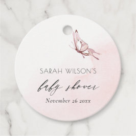 Cute Blush Pink Waterverf Butterfly Baby shower Bedankjes Labels