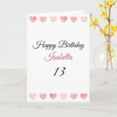 Cute Blush Pink Waterverf Set Heart 13th Birthday Kaart (Gele Bloem)