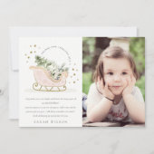 Cute Blush Pink Winter Sleigh Birthday Bedankkaart (Voorkant)