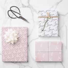 Cute Blush Pink XO Hearts Valentijns Inpakpapier Vel