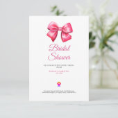 cute blush pinky bow bridal shower invitation bedankkaart (Staand voorkant)