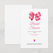 cute blush pinky bow bridal shower invitation bedankkaart (Voorkant / Achterkant)