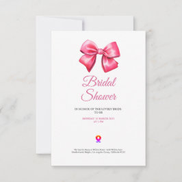 cute blush pinky bow bridal shower invitation bedankkaart