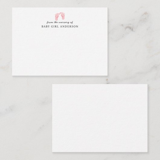 Cute Blush Roze Baby voetafdrukken van de Neursery Notitiekaartje (Voorkant / Achterkant)