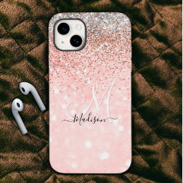 Cute blush roze faux Case-Mate iPhone 14 hoesje
