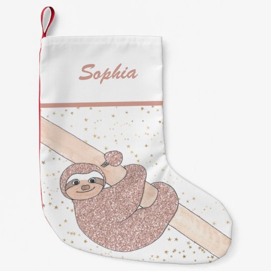Cute Blush Roze Glitter Sleufnaam Kleine Kerstsok (Voorkant)