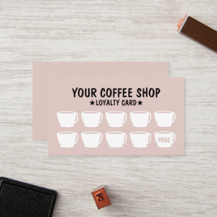 Cute Blush Roze Koffee Loyalty-kaarten Klantenkaartje