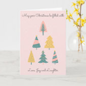 Cute blush roze Moderne kerstboom Festive Kaart (Gele Bloem)