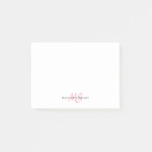 Cute Blush Roze penseel Script Two Monogram Initia Post-it® Notes
