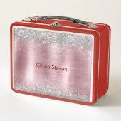 Cute blush silver faux glitter monogram (Voorkant)