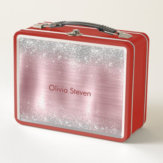 Cute blush silver faux glitter monogram (Voorkant)