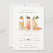 Cute Blush Sinaasappel Fruit Cocktail Dinner Invit Bedankkaart (Voorkant)