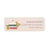 Cute Blush Stapelde Storybooks Floral Address Etiket (Voorkant)
