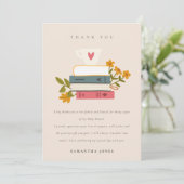 Cute Blush Stapelde Storybooks Floral Baby shower Bedankkaart (Staand voorkant)