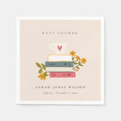 Cute Blush Stapelde Storybooks Floral Baby shower Servet (Voorkant)