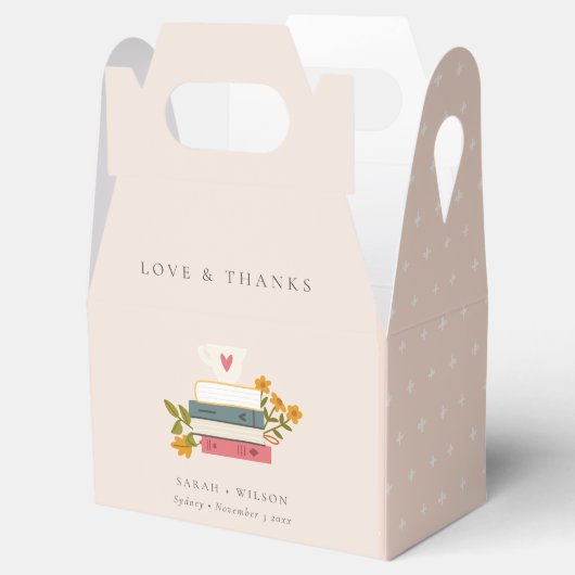 Cute Blush Stapelde Storybooks Floral Wedding Bedankdoosjes (Geopend)