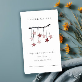 Cute Blush Star Mobile Diaper Baby shower Raffle Informatiekaartje