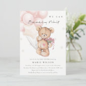 Cute Blush Wake Balloon Baby shower Uitnodigen Bedankkaart (Staand voorkant)