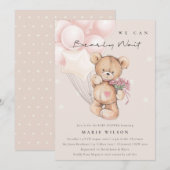 Cute Blush Wake Balloon Baby shower Uitnodigen Bedankkaart (Voorkant / Achterkant)