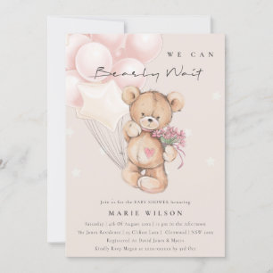 Cute Blush Wake Balloon Baby shower Uitnodigen Bedankkaart
