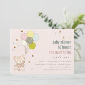 Cute Blush Wake Balloon Baby shower Uitnodigen Bedankkaart (Staand voorkant)