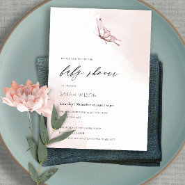 Cute Blush Waterverf Butterfly Baby shower Invite Bedankkaart